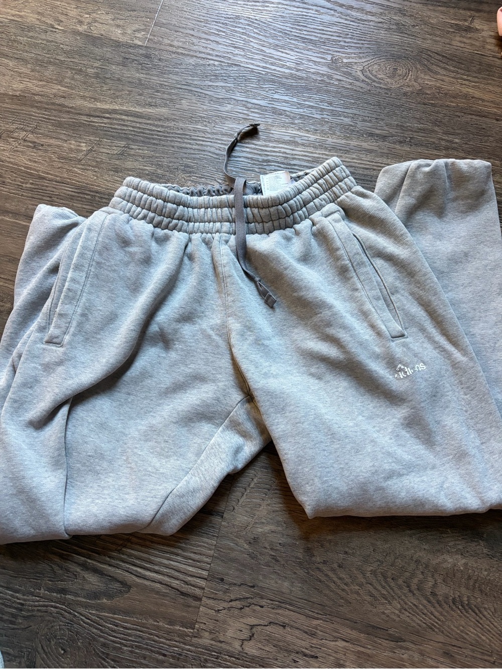 adidas Light Gray Fleece Jogger Sweatpants with Drawstring